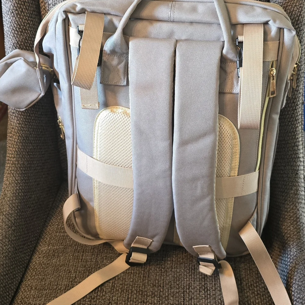 Grey Multifunctional Baby Diaper Backpack Bag